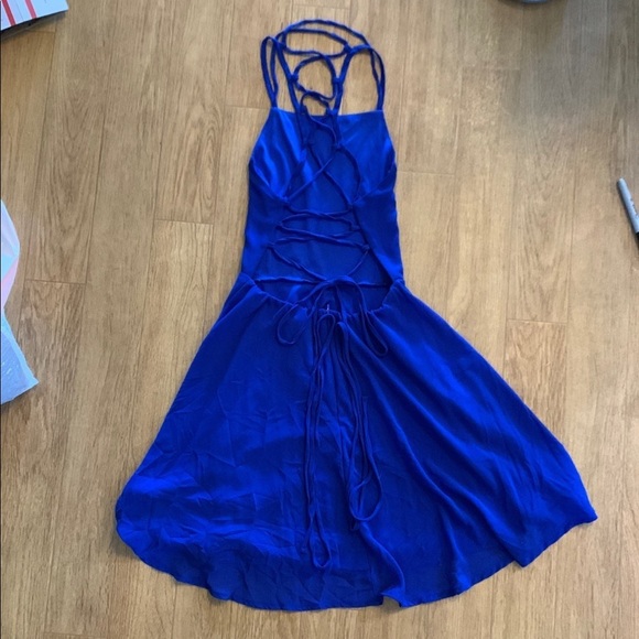 Lulu’s good deeds royal blue chiffon dress - Picture 5 of 5